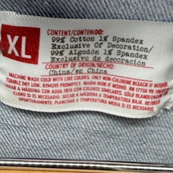 New York 1969 Stonewall Denim Jacket Lips Patch Light Wash XL - Picture 6 of 8